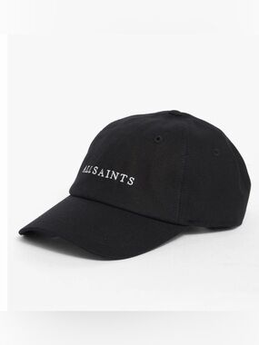 All Saints Black Embroidered Logo Cap